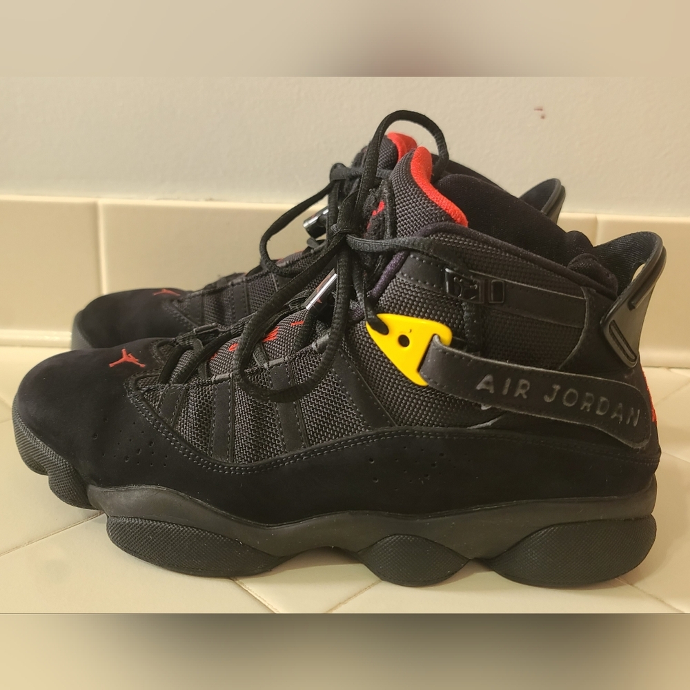 Air Jordan 6 Rings Black Red Sulfur Men's Size 7.5